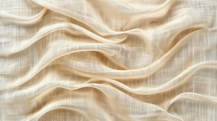 Poster - Soft, flowing fabric with delicate texture and warm beige tones, creating elegant and airy appearance. Perfect for fashion or interior design projects