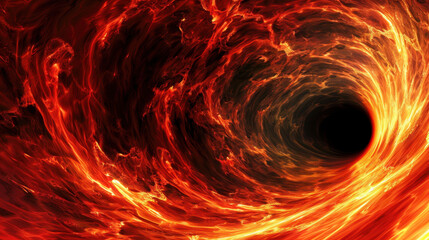 Poster - abstract fiery vortex with swirling flames and dark center, creating sense of depth and intensity. v