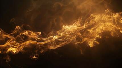 Poster - golden smoke swirls gracefully against dark background, creating ethereal and mesmerizing effect. fl