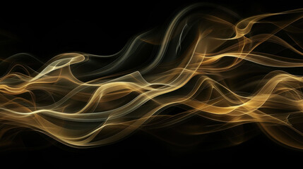 Poster - golden flowing smoke creates ethereal and dynamic visual effect against dark background, evoking sen