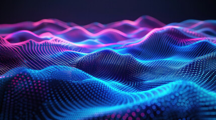 Poster - digital waves in vibrant blue and pink colors create mesmerizing visual effect, resembling futuristi