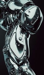 Poster - Polished metallic robot arm. AI.