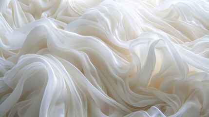 Poster - soft, flowing white fabric creates delicate and elegant texture, perfect for backgrounds or fashion 