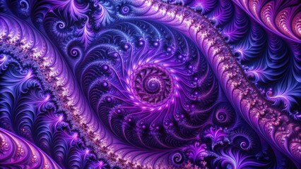 Wall Mural - Intricate Spiral Design in Vibrant Hues of Purple and Blue, Featuring Ornate Curls and Swirls, Creating a Hypnotic Visual Effect