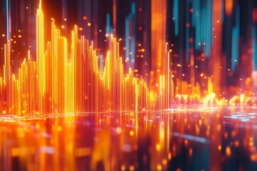 Leinwandbilder - Vibrant data visualization of bar charts glowing in an abstract digital landscape : Generative AI