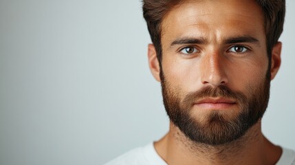 Wall Mural - Closeup Portrait of a Man with Beard and Freckles