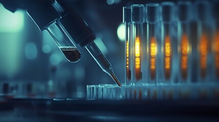 Leinwandbilder - a pipette dispensing liquid into test tubes showcasing laboratory precision and innovation : generat