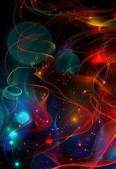 Poster - Abstract background with waves, design template for digital printing, creating a retro aesthetic.