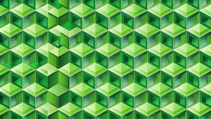 Wall Mural - Abstract Green Geometric Cube Pattern Design, Ideal for Modern Backgrounds and Textures