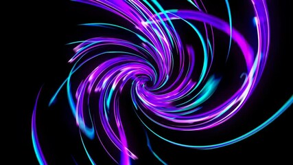 Poster - Colorful abstract light swirl on black background, vibrant motion design concept
