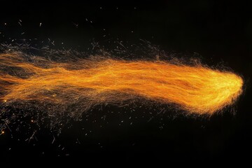 Wall Mural - fiery trail of a meteoroid streaking across a dark night sky.