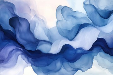 Wall Mural - Abstract fluid art composition featuring flowing waves of blue and purple tones, creating a serene and calming background effect