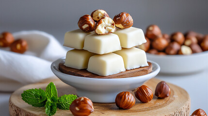 Canvas Print -  minimalist white chocolate hazelnut clusters