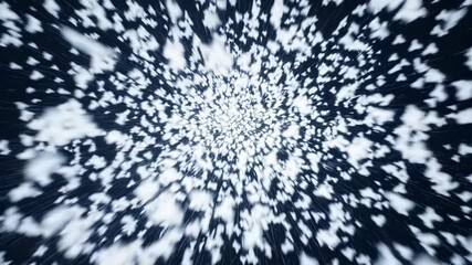 Poster - White clouds in dark sky with radial motion effect, abstract cosmic concept