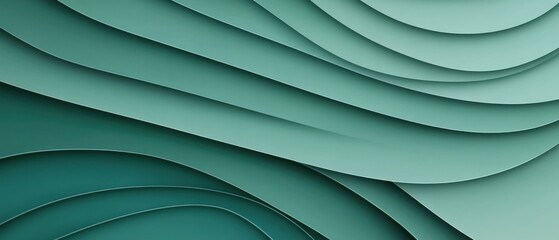 Wall Mural - Abstract composition of layered green waves creating a soothing visual effect, ideal for backgrounds and design projects