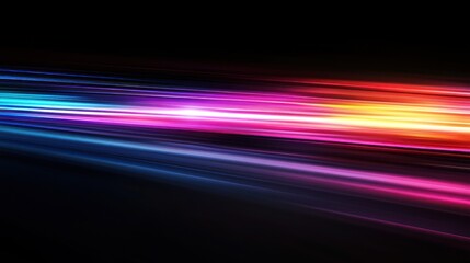 Aufkleber - Vibrant abstract light trails in a dark background, showcasing dynamic motion and color blending for digital art or design projects