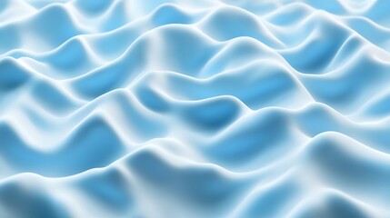 Poster - Abstract Blue Waves: A Serene 3D Render