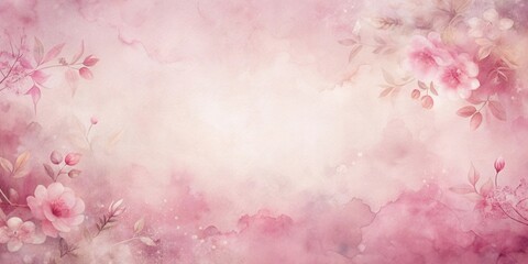 Wall Mural - Delicate Pink Watercolor Floral Background with Soft Hues and Elegant Botanical Elements