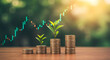 © Erik - Growing Money Plants on Coin Stacks with Rising Financial Chart