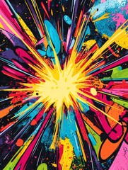 Poster - explosive burst of color: a dynamic and vibrant explosion of colors erupts across the canvas, creati
