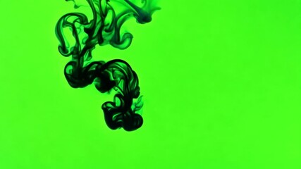 Poster - Emerald Swirl: Captivating visual symphony of a dark liquid ink gracefully swirling and dissolving within a vibrant green liquid. This abstract display is a stunning blend of color and motion.