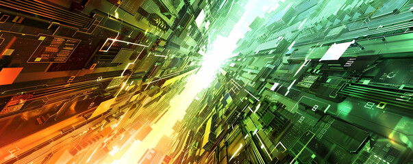 Aufkleber - Abstract digital landscape showcasing vibrant colors and futuristic elements