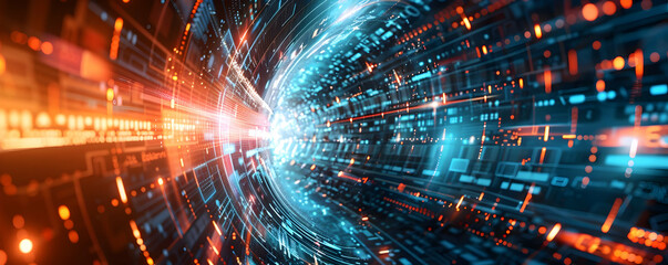 Poster - abstract representation of digital data flow in a futuristic environment