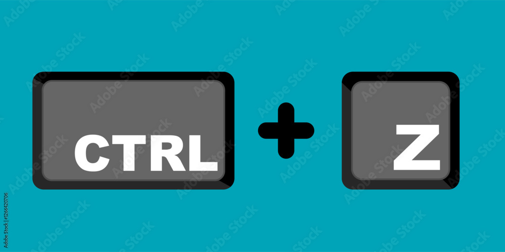 Ctrl Z key icon means undo. Clip art vector shortcut isolated on blue ...