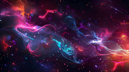 Poster - Colorful abstract cosmic background with swirling patterns and stars