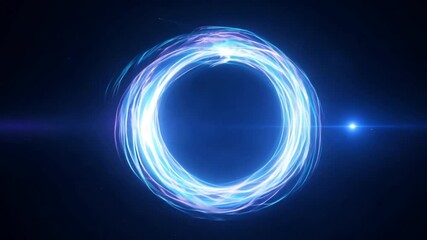 Poster - Celestial Portal: A luminous blue energy ring emerges against the dark backdrop, creating a mesmerizing visual, that is a symbol of journey, transformation and unknown possibility.