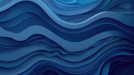 Leinwandbilder - Abstract blue background with waves, vector illustration, simple design, flat style,