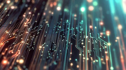 Poster - Abstract Circuit Board Design with Glowing Lights for Technology Concepts