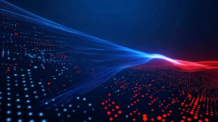Futuristic Motion Graphic Background with Blue and Red Flickering Dots