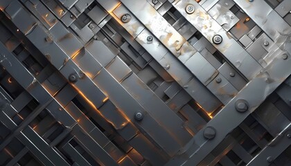 Poster - Dynamic industrial background metal texture abstract art creative design close-up view modern aesthetics