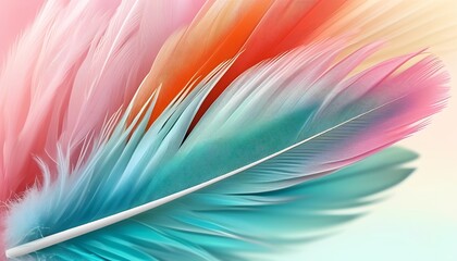 Poster - Colorful feathers in a soft background nature inspiration close-up vibrant artistry aesthetic viewpoint