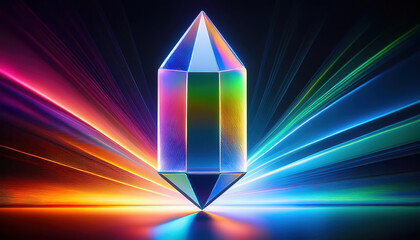 Poster - crystal prism reflecting colorful light beams, symbolizing positive energy and creativity