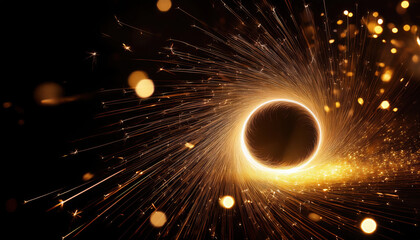 Poster - Golden spark trails spiraling in air, representing celebration and positive energy
