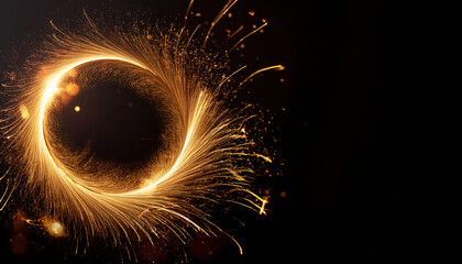 Poster - Golden spark trails spiraling in air, representing celebration and positive energy