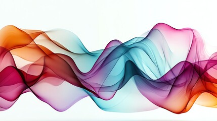 Poster - Abstract Colorful Waves Flowing on White Background for Modern Design
