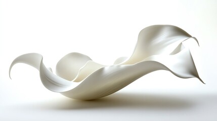 Poster - Elegant White Silk Fabric Gracefully Draped Over a Smooth Surface Showcasing Delicate Curves and Flowing Forms