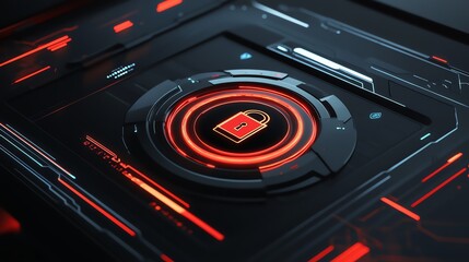 Poster - Visual Representation of Cybersecurity Concept Illustrating a Digital Lock Symbol Against a Futuristic Background