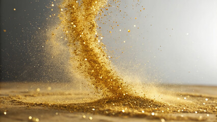 Poster - Shimmering gold dust swirling in dynamic motion creates mesmerizing effect
