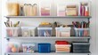 © Pannee - Bright storage shelves with clear bins for toys, books, and crafts