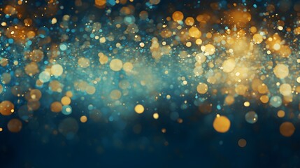 Abstract Festive Background Sparkling Teal and Gold Bokeh Lights