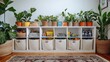 © Pannee - Kids' bedroom with neatly organized toy bins on open shelves