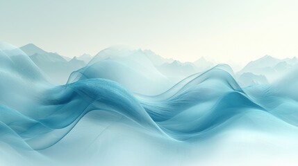 Wall Mural - Ethereal blue waves resembling soft mountains in a serene landscape.