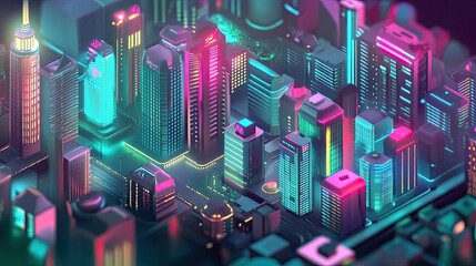 Poster - A concept illustration of a next-gen smart city with edge computing, green power, and cyber protection.