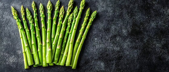 Canvas Print - Asparagus stalks on stone background. Close up. Cooking concept. Space for text