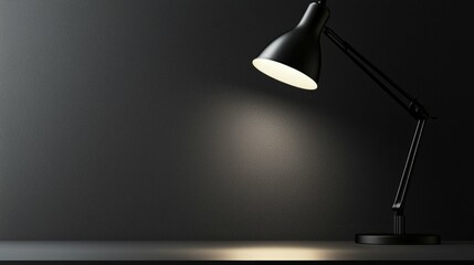 Poster - Modern Desk Lamp Illuminating a Minimalist Workspace with Dark Wall