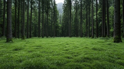 lush green forest meadow, tranquil scenery, nature's embrace, peaceful